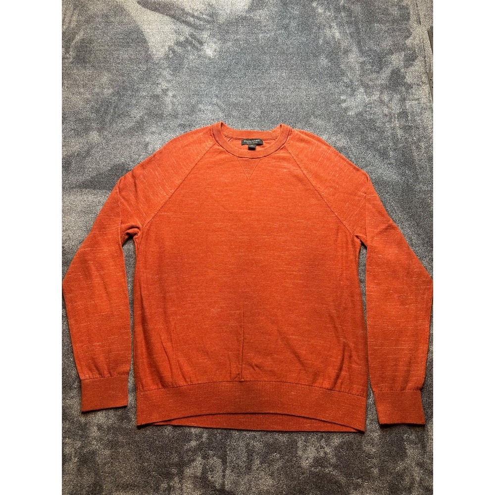 Banana Republic Mens Organic Cotton Raglan Sweater Orange Large Pullover-274